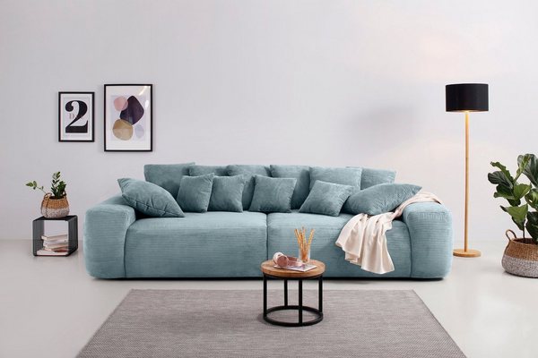 Home affaire Big-Sofa Riveo, Boxspringfederung, Breite 302 cm, Lounge Sofa mit vielen losen Kissen