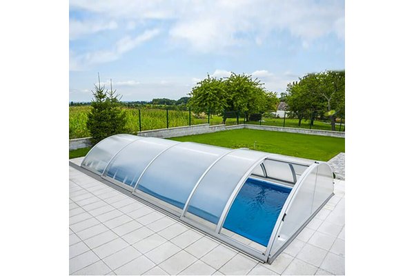Poolüberdachung in Standardform - Sonderanfertigung - rechteckig - aus Aluminium & Polycarbonat - Mookait Standard / 4 Segmente - 530x830cm (BxL)