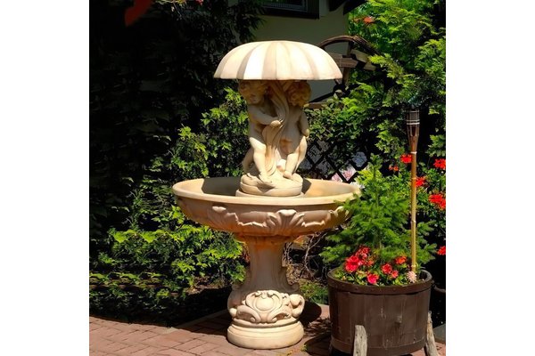 Steinguss Garten Springbrunnen mit Schirm - inklusive Pumpe - Valentin / Olimpia