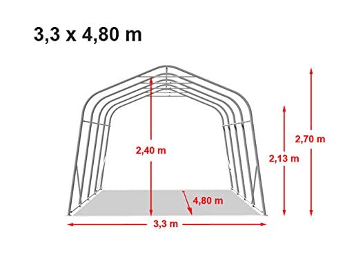 Garagenzelt Carport 3,3 x 4,8 m in dunkelgrün Unterstand Lagerzelt PVC 800 N Plane und Stabiler Stahlrohrkonstruktion
