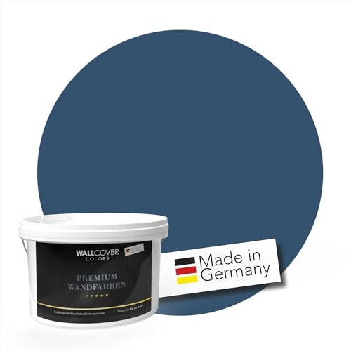 WALLCOVER PREMIUM Wandfarbe Blau 2.5L für 20m² | Magisches Mitternachtsblau | Innenfarbe Edelmatt | Höchste Deckkraft Klasse 1 | Qualität aus Deutschland