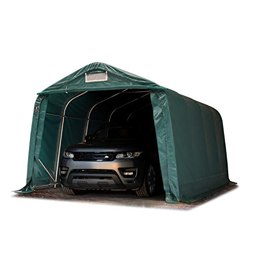 Garagenzelt Carport 3,3 x 4,8 m in dunkelgrün Unterstand Lagerzelt PVC 800 N Plane und Stabiler Stahlrohrkonstruktion