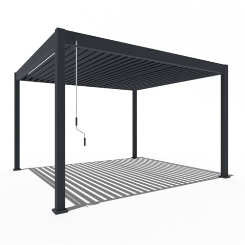 Weide Deluxe Pergola mit Lamellendach I Rostfreie & Robuste Voll-Aluminium Pavillon freistehend I Optimaler Schutz vor Sonne & Regen Dank verstellbarem Aluminium-Lamellen (Anthrazit, 3,6 x 4 M)