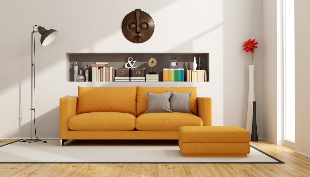 Sofa Orange mit Ottomane