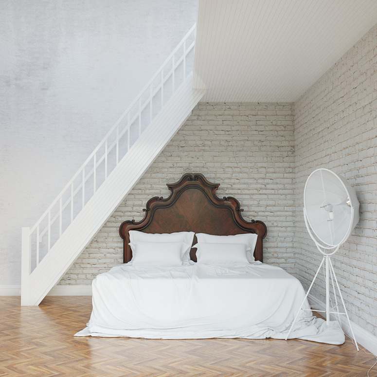 Weißes Schlafzimmer - Holzrahmen Landhausstil